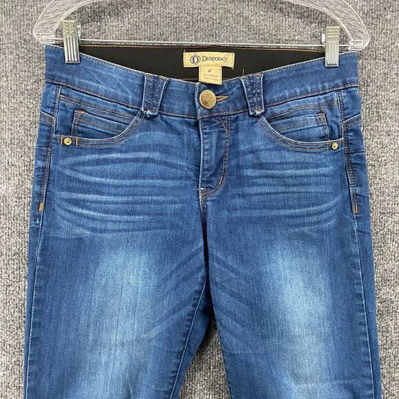 Democracy Ab Solution Jeans Womens 6 Blue Mid Rise Elastic Waist Skinny Casual - Picture 2 of 9